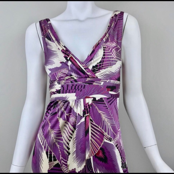 Elie Tahari purple palm print silk 'Melanie' dress - Picture 3 of 10